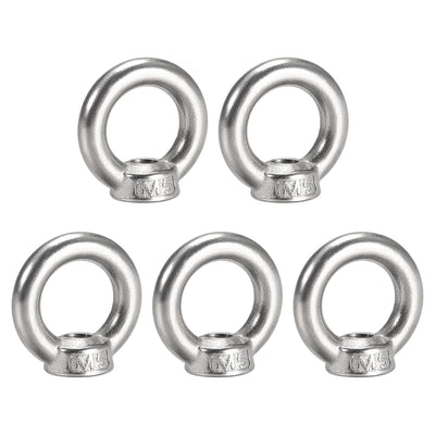 Harfington Uxcell M5 Female Thread 304 Stainless Steel Ring Shaped Lifting Eye Nut 5pcs
