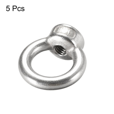 Harfington Uxcell M6 Female Thread 304 Stainless Steel Ring Shaped Lifting Eye Nut 5pcs