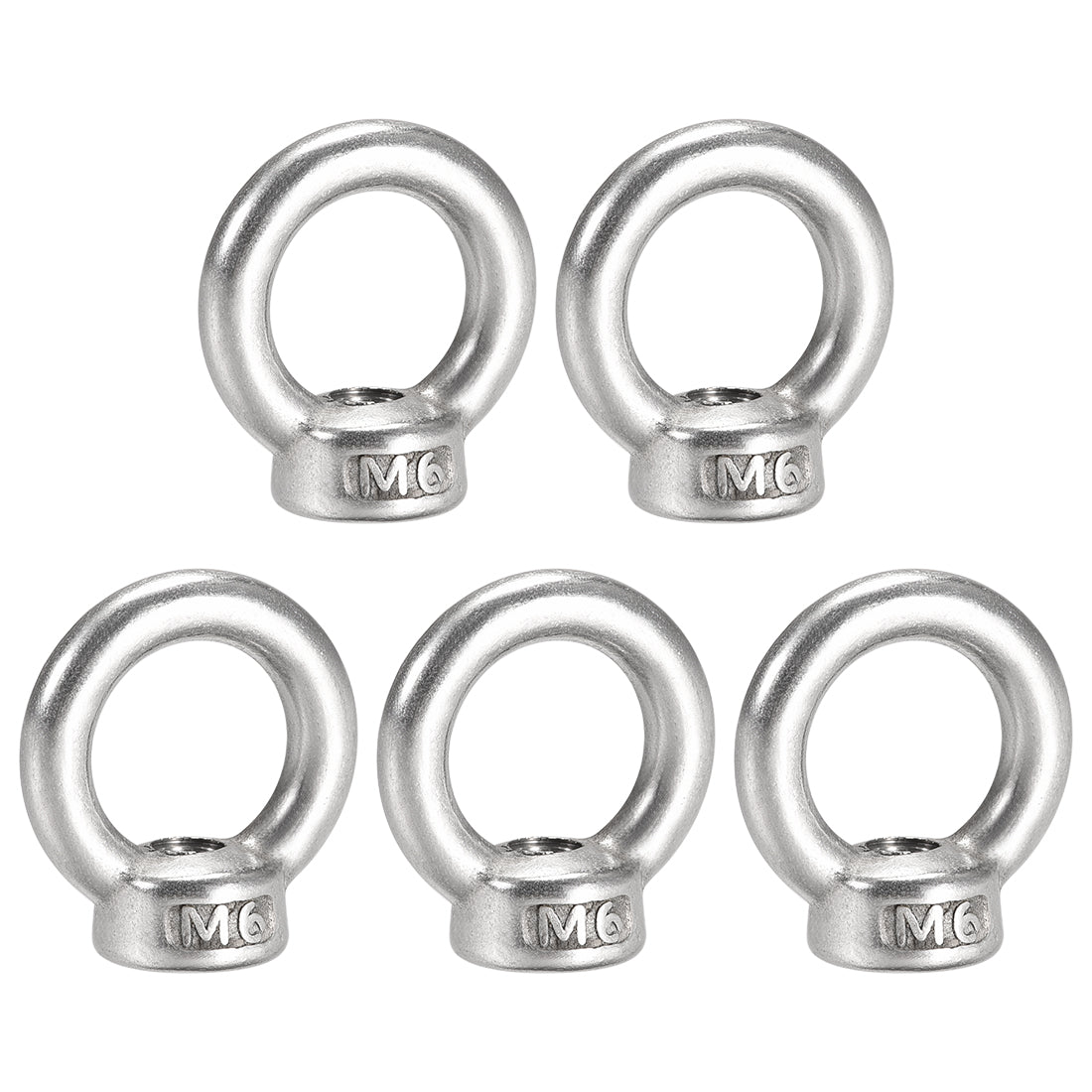 uxcell Uxcell M6 Female Thread 304 Stainless Steel Ring Shaped Lifting Eye Nut 5pcs