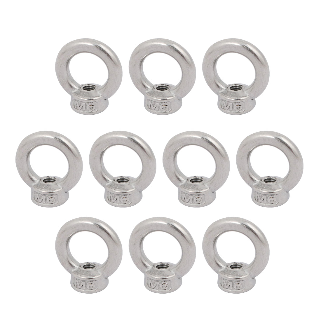 uxcell Uxcell M6 Female Thread 304 Stainless Steel Ring Shaped Lifting Eye Nut 10pcs
