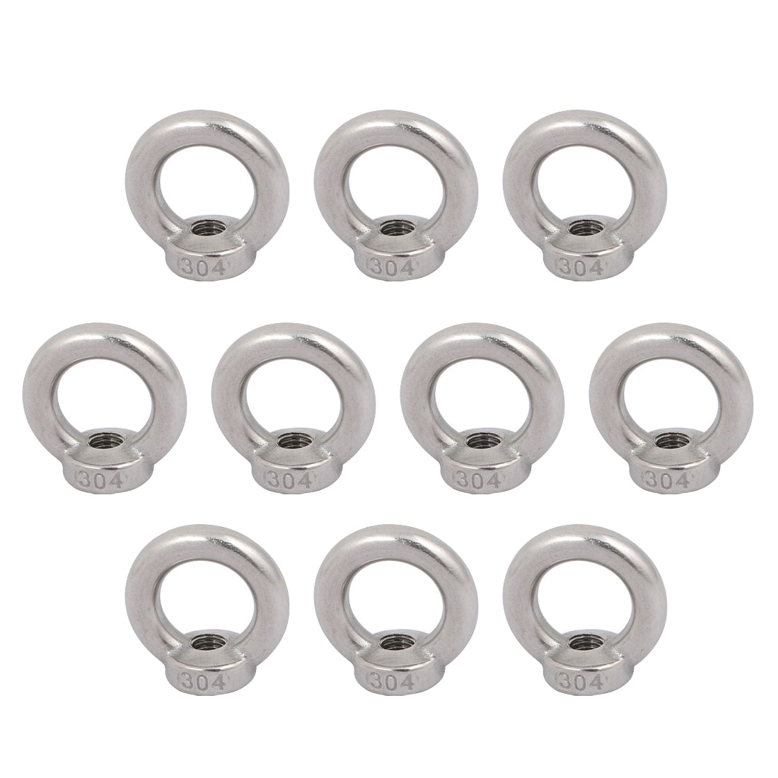uxcell Uxcell M8 Female Thread 304 Stainless Steel Ring Shaped Lifting Eye Nut 10pcs