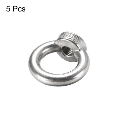 Harfington Uxcell M12 Female Thread 304 Stainless Steel Ring Shaped Lifting Eye Nut 5pcs