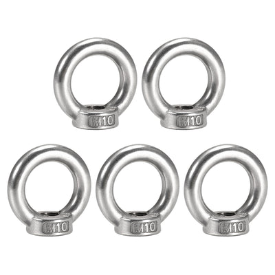 Harfington Uxcell M10 Female Thread 304 Stainless Steel Ring Shaped Lifting Eye Nut 5pcs