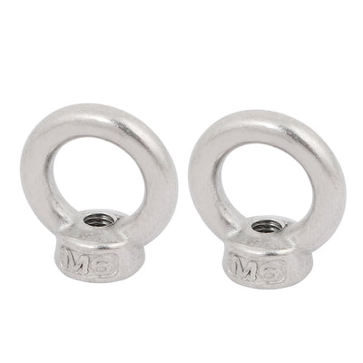 Harfington Uxcell M6 Female Thread 316 Stainless Steel Ring Shaped Lifting Eye Nut 2pcs