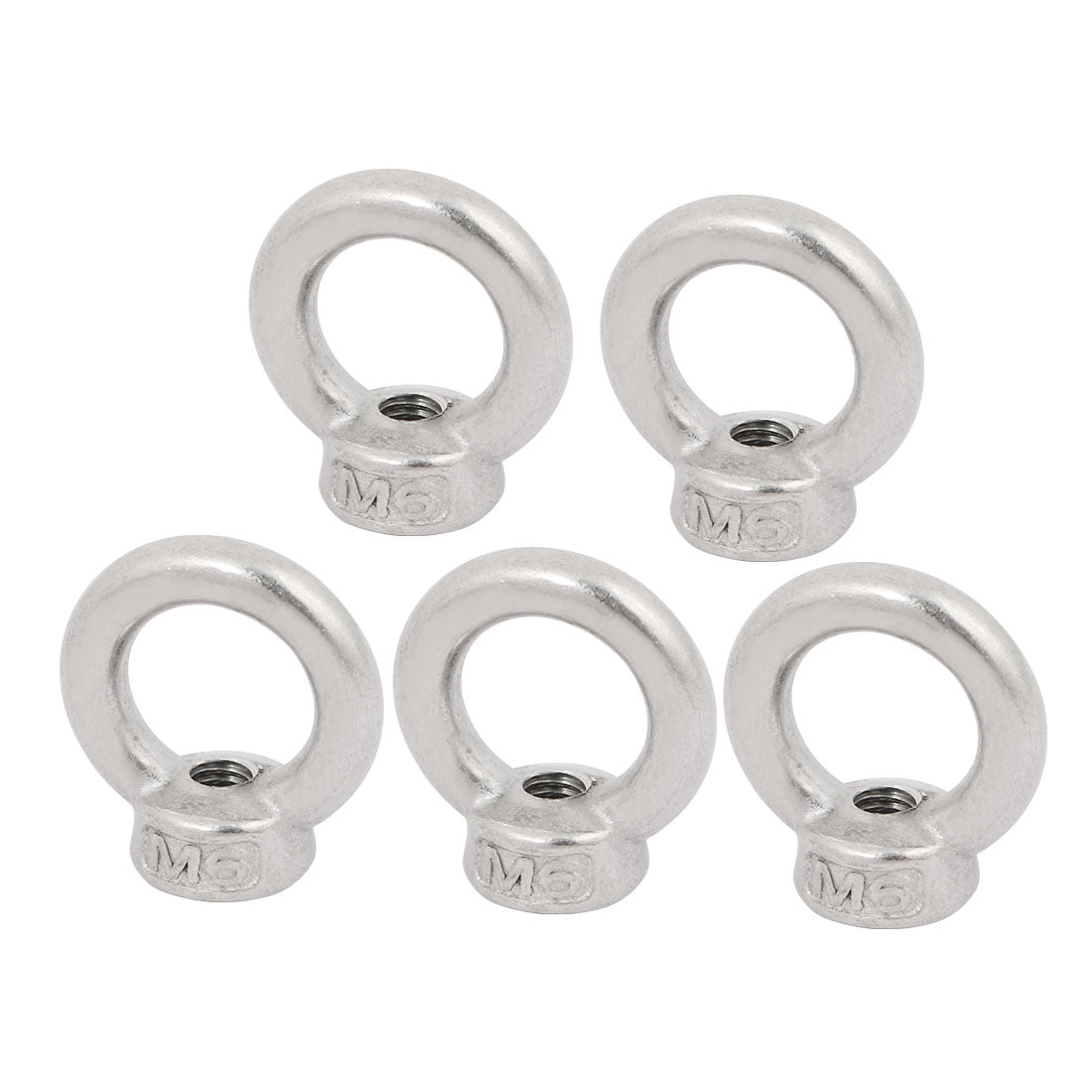 uxcell Uxcell M6 Female Thread 316 Stainless Steel Ring Shaped Lifting Eye Nut 5pcs