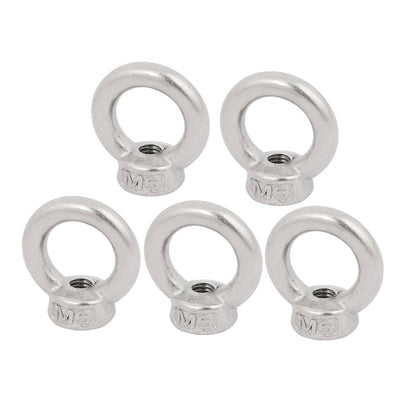 Harfington Uxcell M6 Female Thread 316 Stainless Steel Ring Shaped Lifting Eye Nut 5pcs