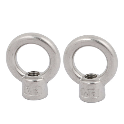 Harfington Uxcell M8 Thread 304 Stainless Steel Japanese Style Ring Shaped Lifting Eye Nut 2pcs
