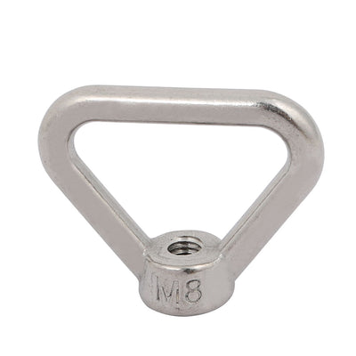 Harfington Uxcell M8 Thread 304 Stainless Steel Triangle Ring Shaped Lifting Eye Nut 2pcs