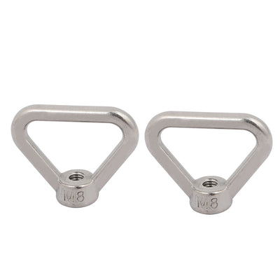 Harfington Uxcell M8 Thread 304 Stainless Steel Triangle Ring Shaped Lifting Eye Nut 2pcs