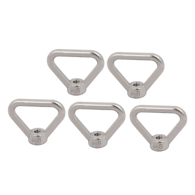 Harfington Uxcell M8 Thread 304 Stainless Steel Triangle Ring Shaped Lifting Eye Nut 5pcs