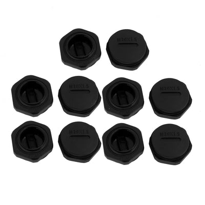 Harfington Uxcell 10pcs M20 x 1.5mm Nylon Male Threaded Cable Gland Cap Round Screw-in Cover Black