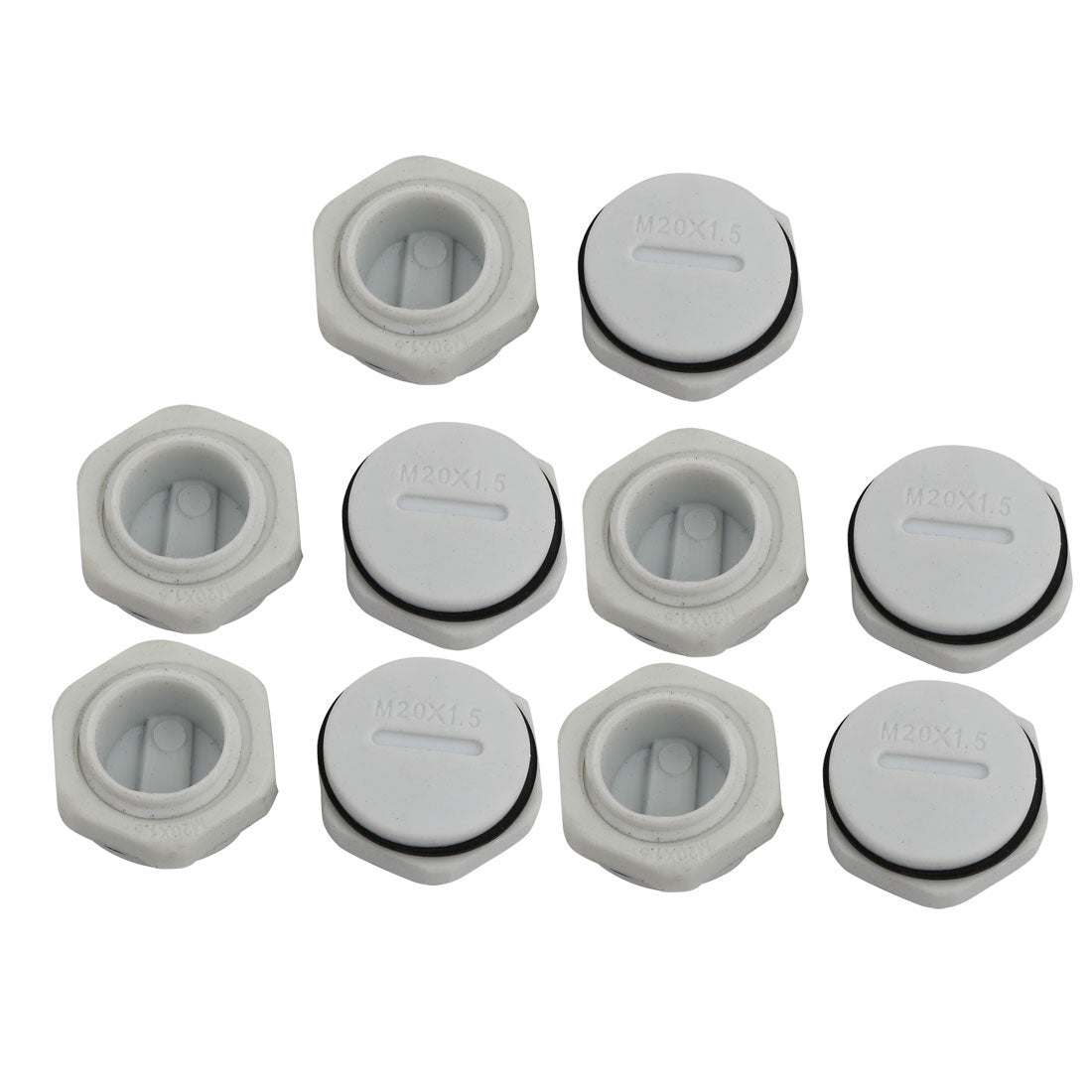 uxcell Uxcell 10pcs GLW-M20G Nylon Threaded Cable Gland Cap Round Screw-in Cover Gray w Washer