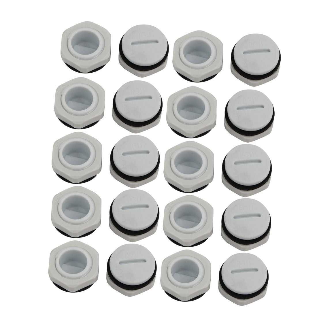 uxcell Uxcell 20pcs GLW-PG11 Nylon Threaded Cable Gland Cap Round Screw-in Cover Gray w Washer