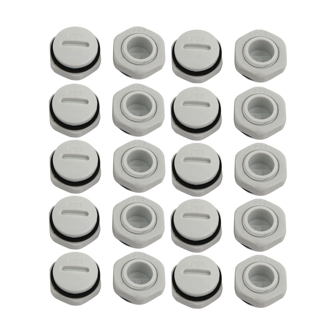uxcell Uxcell 20pcs GLW-PG9 Nylon Threaded Cable Gland Cap Round Screw-in Cover Gray w Washer