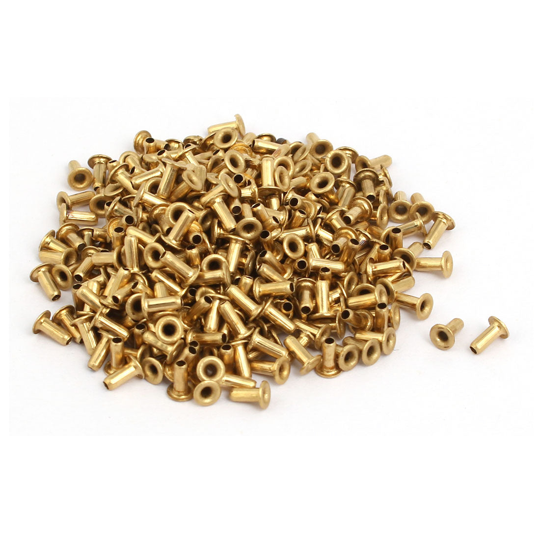uxcell Uxcell 500pcs M1.7x4mm Brass Plated Metal Hollow Eyelets Rivets Gold Tone