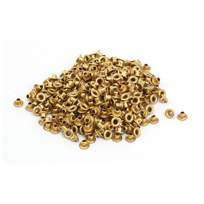Harfington Uxcell 500pcs M2x2mm Brass Plated Metal Hollow Eyelets Rivets Gold Tone