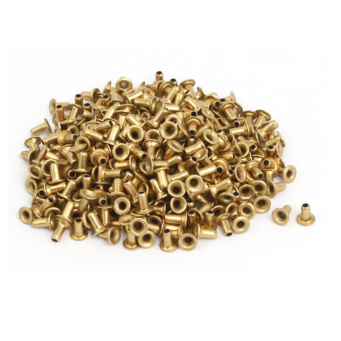 uxcell Uxcell 500pcs M2x4mm Brass Plated Metal Hollow Eyelets Rivets Gold Tone