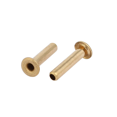 Harfington Uxcell 200pcs M2 x 10mm Brass Plated Metal Hollow Eyelets Rivets Gold Tone