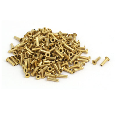 Harfington Uxcell 200pcs M2.3 x 8mm Brass Plated Metal Hollow Eyelets Rivets Gold Tone