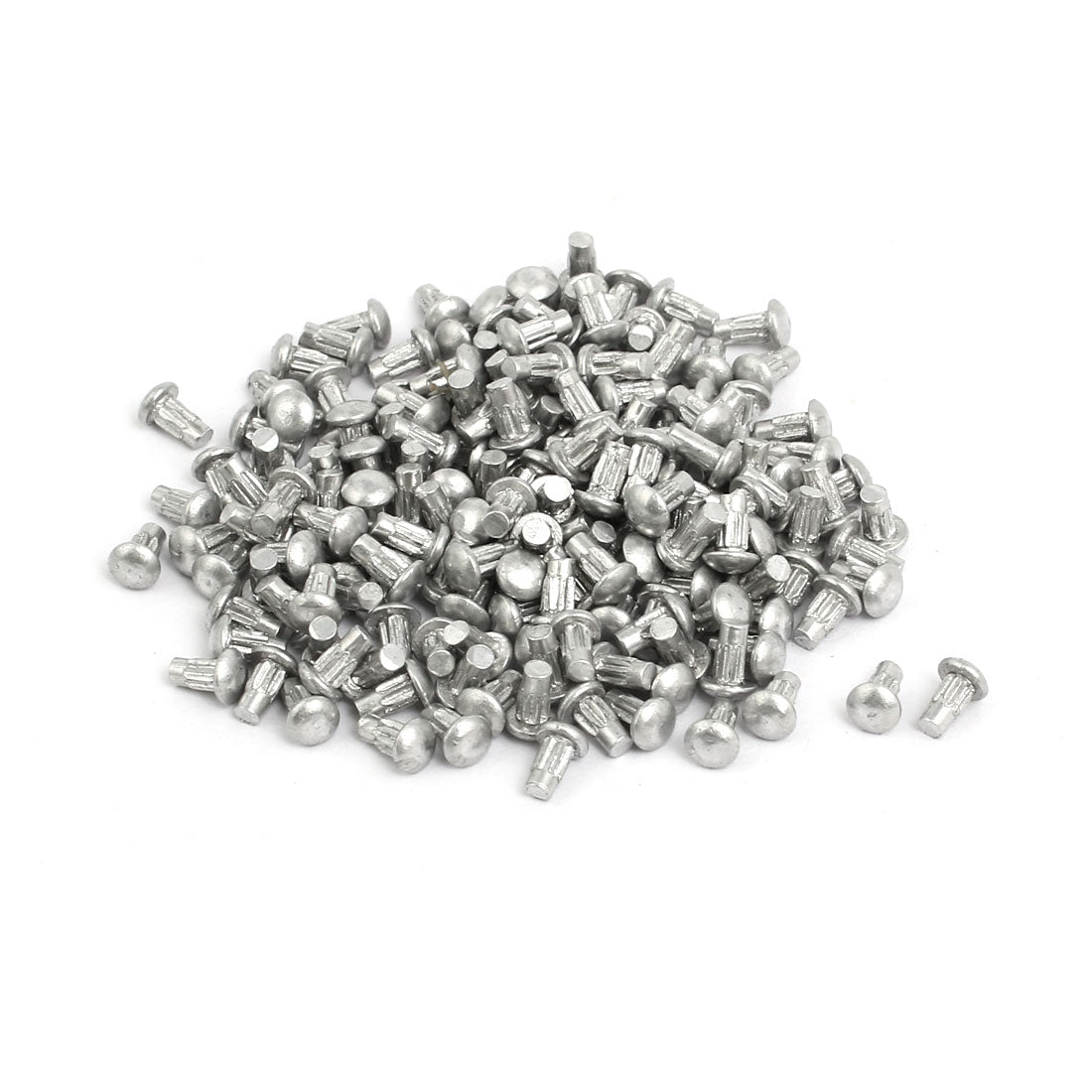 Uxcell 200pcs M2 x 4mm Knurled Shank Round Head Aluminum Solid Rivet ...