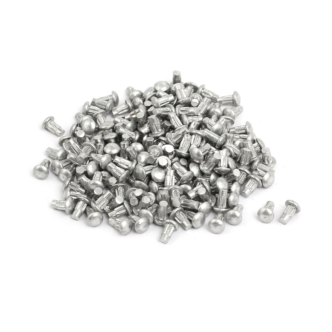 uxcell Uxcell 200pcs M2 x 4mm Knurled Shank Round Head Aluminum Solid Rivet Silver Tone