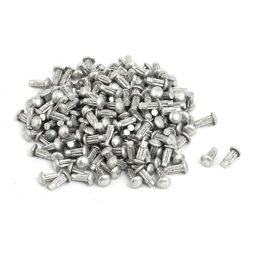 200pcs M2 x 5mm Knurled Shank Round Head Aluminum Solid Rivet Silver ...