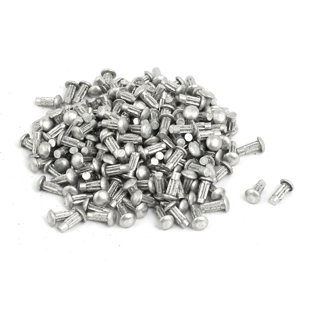 uxcell Uxcell 200pcs M2 x 5mm Knurled Shank Round Head Aluminum Solid Rivet Silver Tone