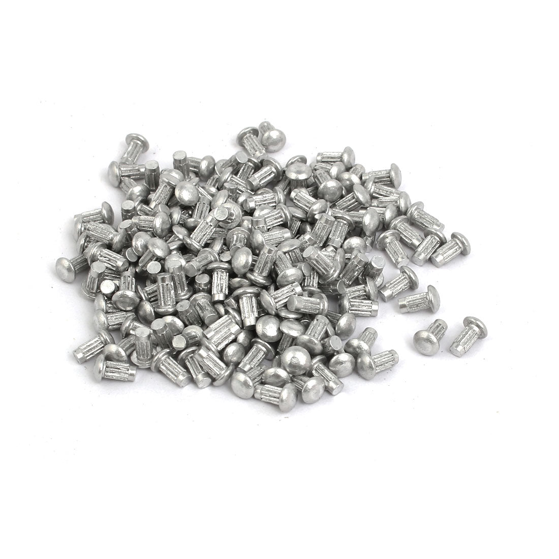 uxcell Uxcell 200pcs M2.5 x 5mm Knurled Shank Round Head Aluminum Solid Rivet Silver Tone