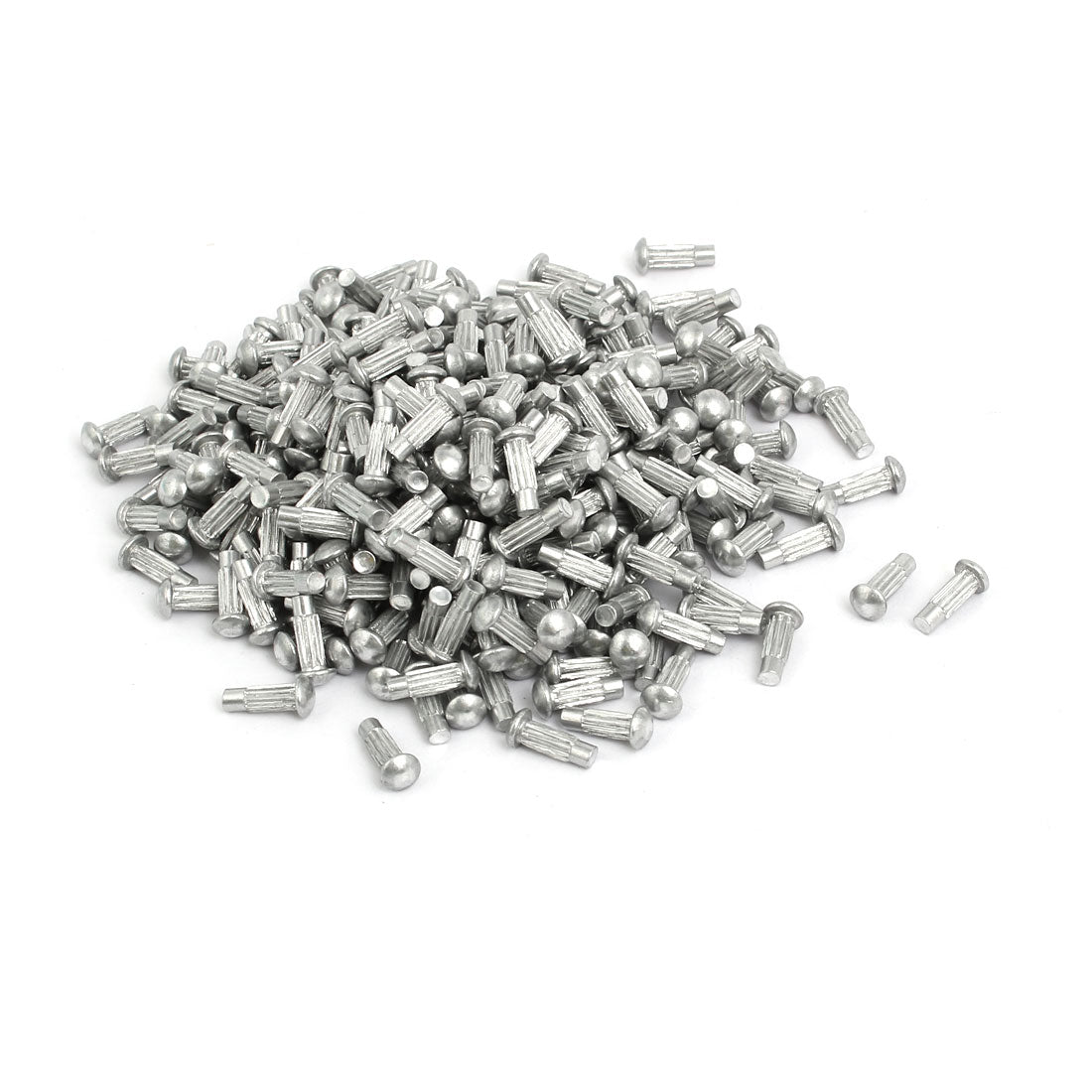 uxcell Uxcell 200pcs M2.5 x 8mm Knurled Shank Round Head Aluminum Solid Rivet Silver Tone