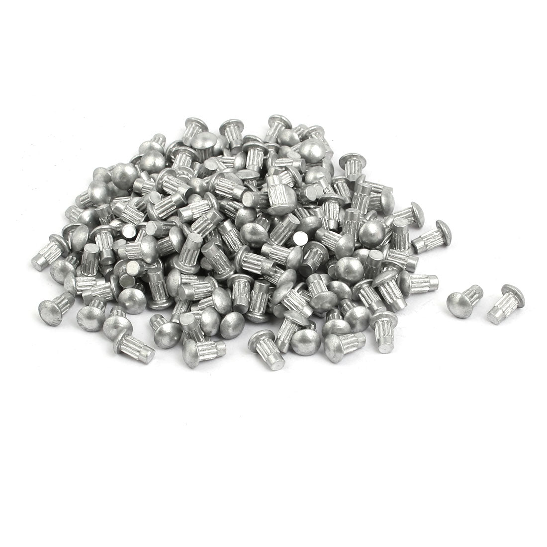 uxcell Uxcell 200pcs M3 x 6mm Knurled Shank Round Head Aluminum Solid Rivet Silver Tone