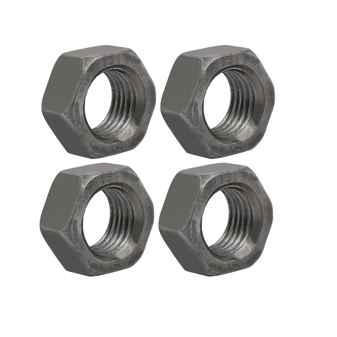 uxcell Uxcell 4pcs M22 Thread 2.5mm Pitch Metric Carbon Steel Left Hand Hex Nut
