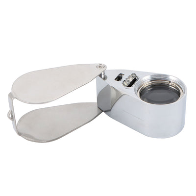 Harfington Uxcell Folding Magnifier 40X Illuminated Magnifier Magnifying Glass Loupe Lens w LED Light