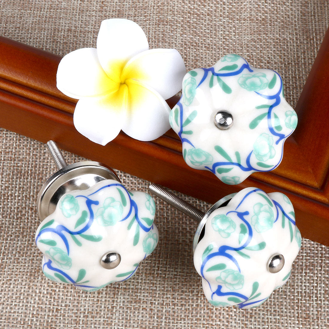 uxcell Uxcell 6 x Hand Painted Ceramic Door Knobs Cabinet Drawer Wardrobe Cupboard Pull Handles #5