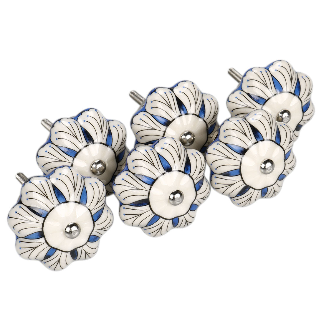 uxcell Uxcell 6 x Hand Painted Ceramic Door Knobs Cabinet Drawer Wardrobe Cupboard Pull Handles #7