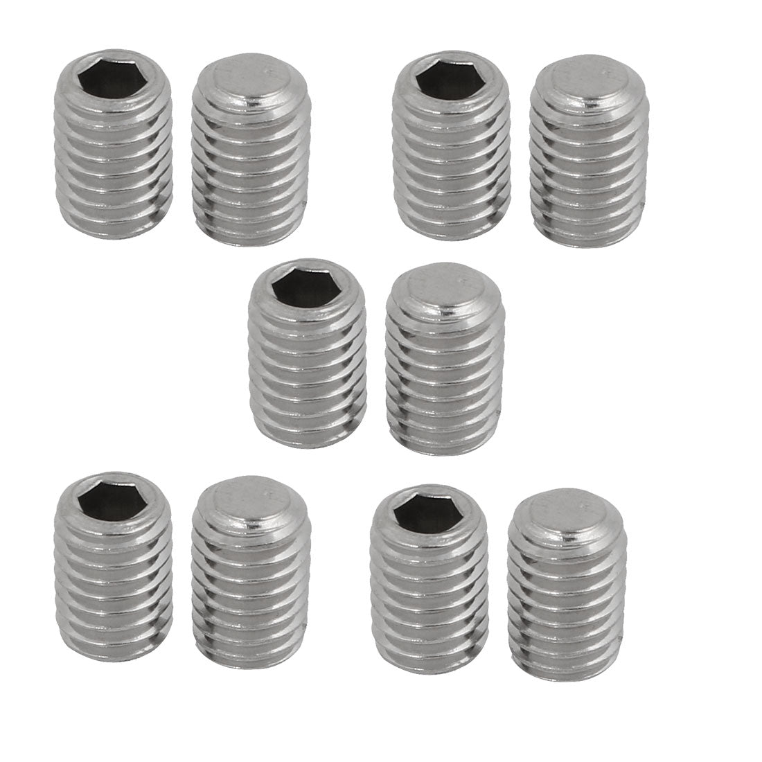 uxcell Uxcell 10 Pcs M8 x 12mm 304 Stainless Steel Hex Socket Drive Flat Point Grub Screw