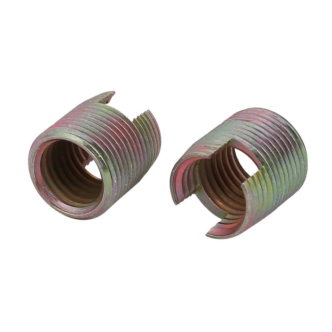 uxcell Uxcell M16x22mm Carbon Steel Zinc Plated Self Tapping Slotted Thread Insert 2pcs