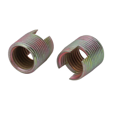 Harfington Uxcell M16x22mm Carbon Steel Zinc Plated Self Tapping Slotted Thread Insert 2pcs
