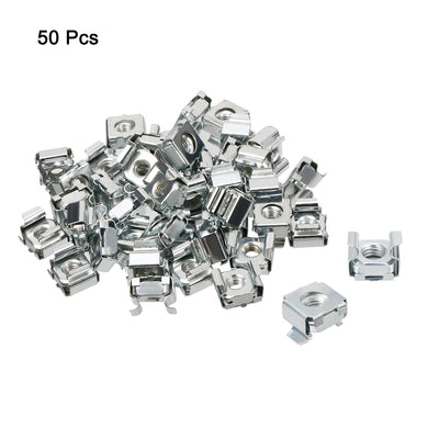 Harfington Uxcell 50 Pack, M8 Cage Nut, Carbon Steel Zinc Plated for Server Shelf Cabinet