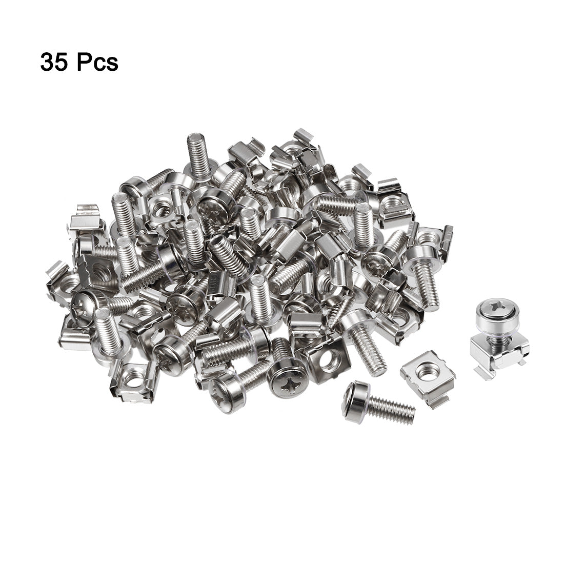 uxcell Uxcell 35 Pack, Cage Nuts and Screws, M5x16mm, Carbon Steel for Server Rack Cabinet