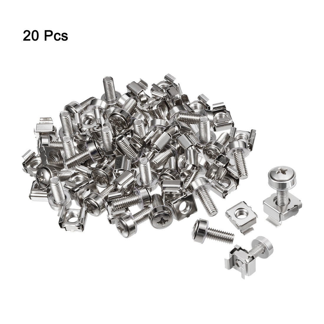 uxcell Uxcell 20 Pack, Cage Nuts and Screws, M5x20mm, Carbon Steel for Server Rack Cabinet
