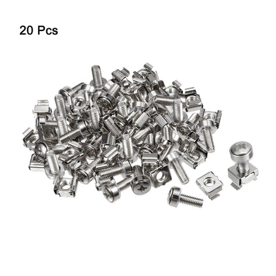 Harfington Uxcell 20 Pack, Cage Nuts and Screws, M6x20mm, Carbon Steel for Server Rack Cabinet