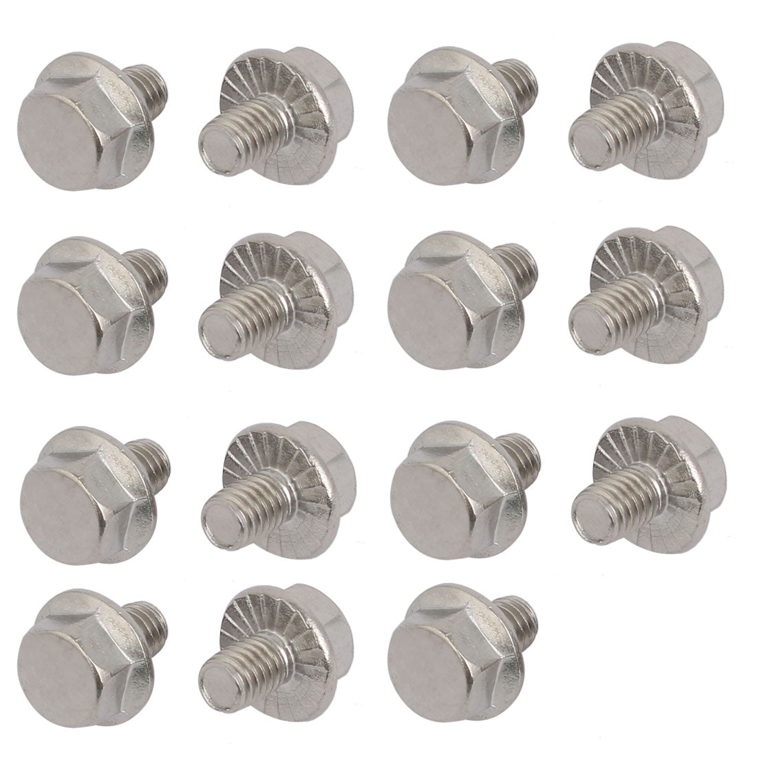 uxcell Uxcell M6x8mm Thread 304 Stainless Steel Hex Head Serrated Flange Screw Bolt 15pcs