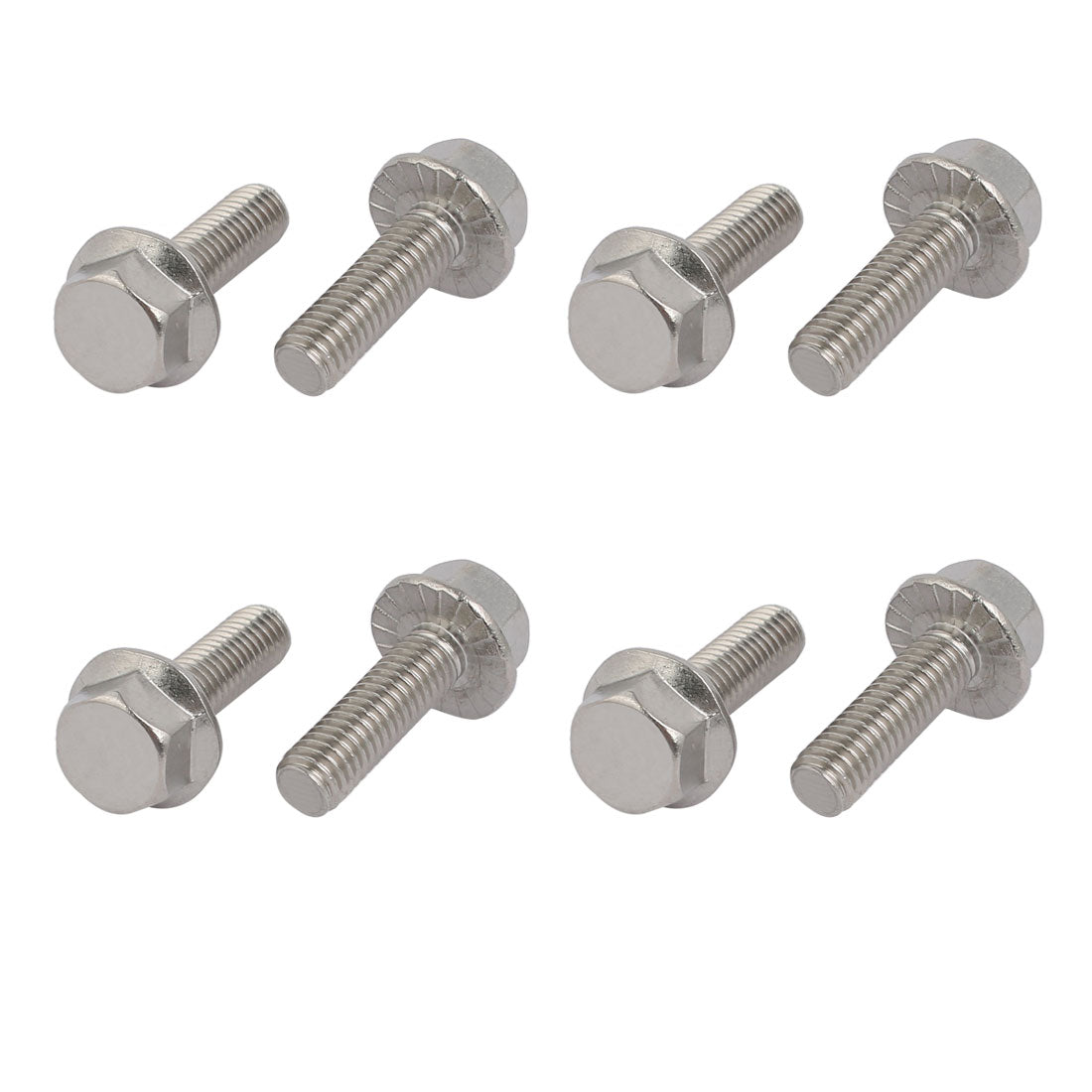 uxcell Uxcell M6x20mm Thread 304 Stainless Steel Hex Head Serrated Flange Screw Bolt 8pcs