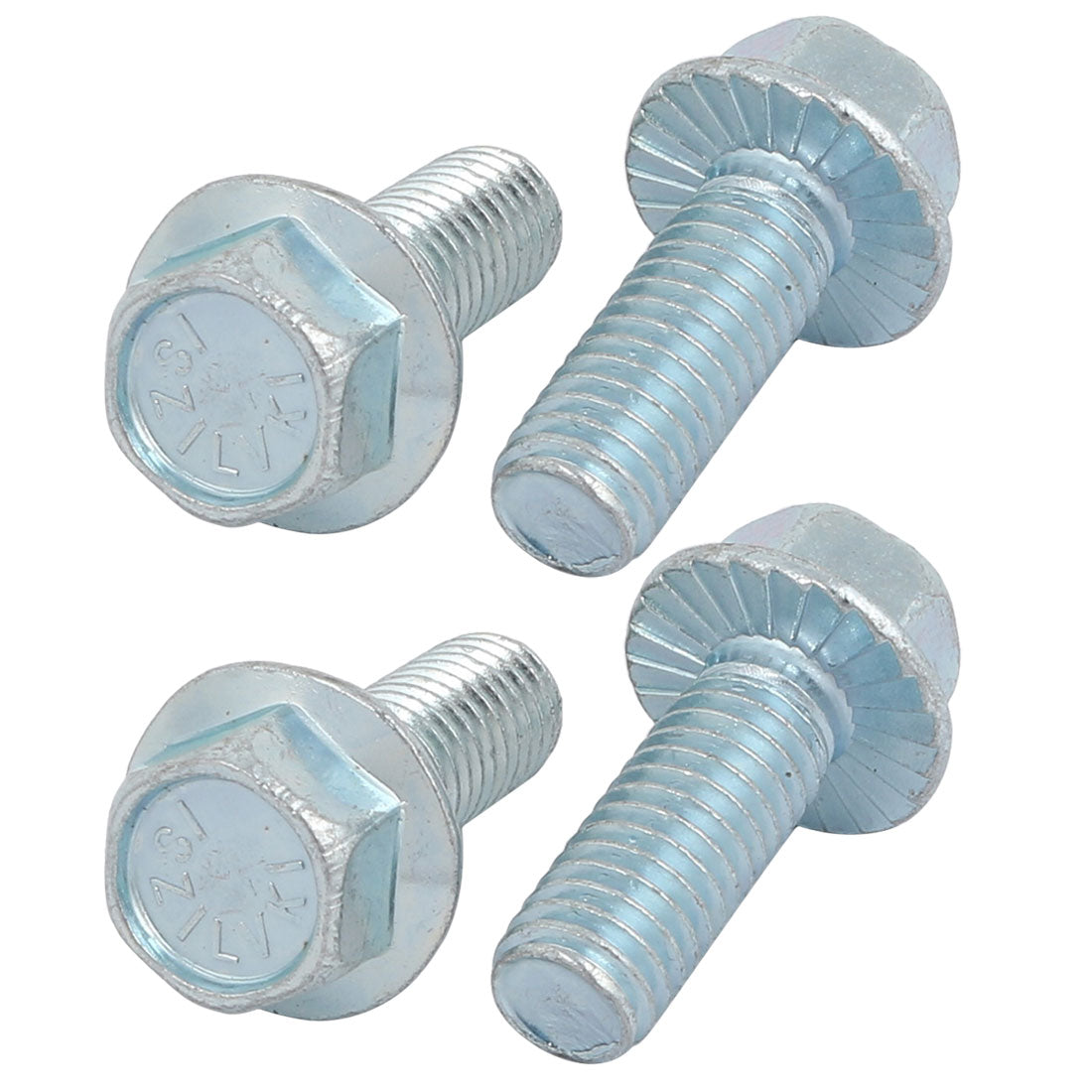 uxcell Uxcell 4Pcs 3/8-16 x 1 Inch Thread Carbon Steel Hex Serrated Head Flange Screw Bolt