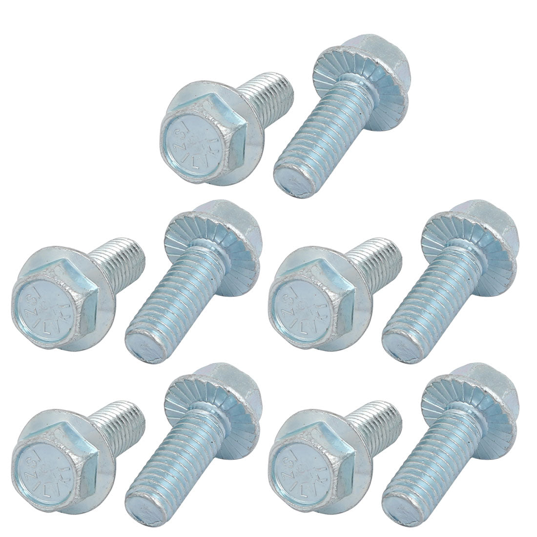 uxcell Uxcell 10Pcs 3/8-16 x 1 Inch Thread Carbon Steel Hex Serrated Head Flange Screw Bolt