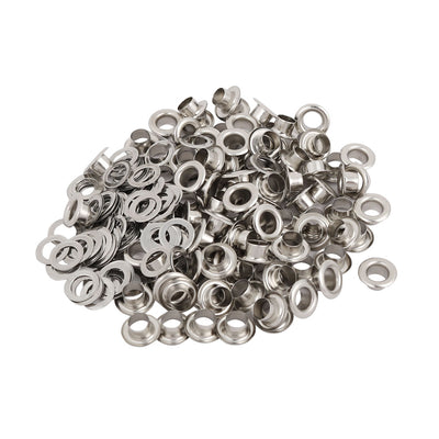 Harfington Uxcell 100pcs 4.5mm Iron Eyelet Grommets Silver Tone w Washers for Clothes Leather