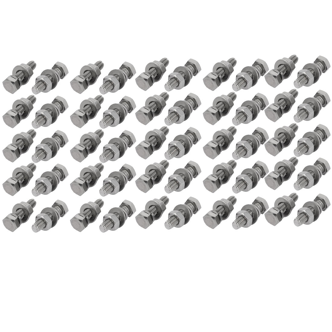 uxcell Uxcell 50pcs 304 Stainless Steel M4x16mm Hex Bolts w Nuts and Washers Assortment Kit