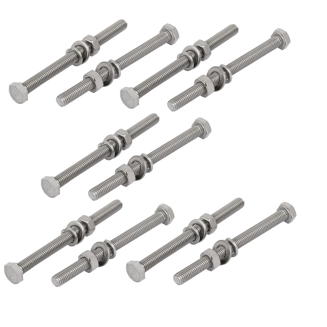 uxcell Uxcell 10pcs 304 Stainless Steel M5x60mm Hex Bolts w Nuts and Washers Assortment Kit
