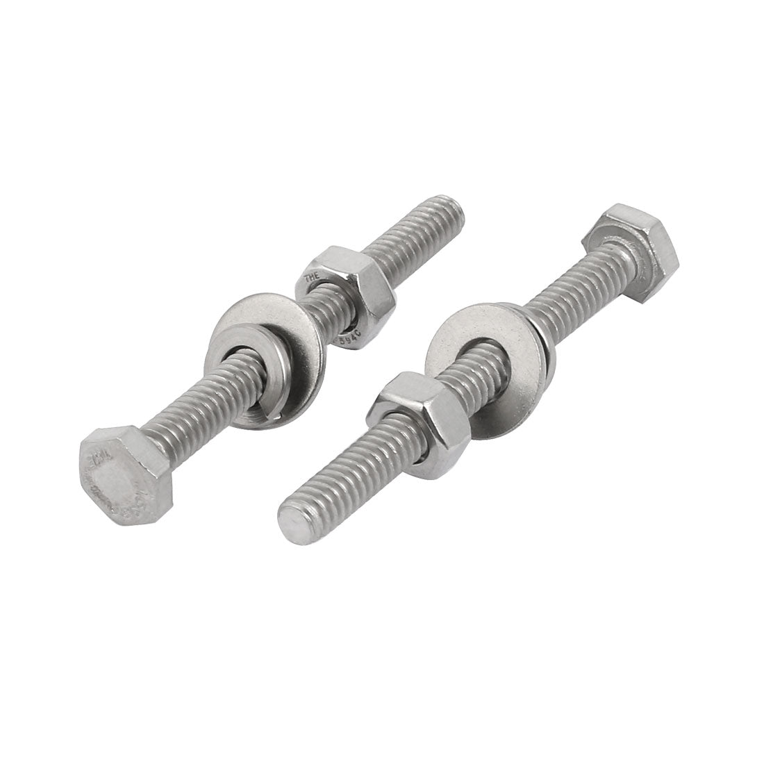 uxcell Uxcell 10 Set 304 Stainless Steel 1/4"-20 Thread 3" Length Hex Bolt Kit w Washer Nut