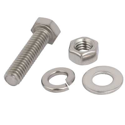 Harfington Uxcell 5Set 304 Stainless Steel 5/16"-18 Thread 1-1/2" Length Hex Bolt Kit w Washer Nut